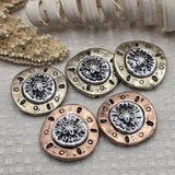 These sand dollar slider beads are perfect for creating beach inspired jewelry designs. The raised sand dollar center features beautiful antique detailing and is surrounded by a textured metal frame. With two holes on the back, they work perfectly for double strand bracelets and layered necklace designs. A great bead choice for sea life jewelry, coastal accessories, and nautical themed handmade jewelry.