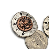 These rustic ocean themed two hole slider beads are perfect for beach inspired jewelry designs. The detailed sand dollar style center combined with mixed metal finishes creates a beautiful coastal look. The two holes make them ideal for double strand bracelets, leather jewelry, and layered necklace designs. Popular with jewelry makers creating nautical jewelry, beach accessories, and ocean themed handmade pieces.