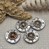 These sand dollar slider beads are perfect for jewelry makers who love beach and ocean themes. The antique silver frame and mixed metal center create a rustic sea life inspired look. The two hole design allows them to sit neatly in double strand bracelet and necklace projects. Ideal for coastal jewelry, nautical designs, beach jewelry making, and ocean inspired accessories.