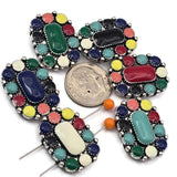 Add bold western style to your jewelry designs with these colorful enamel two hole slider beads. Featuring vibrant enamel colors surrounding a raised center stone design, these beads create a beautiful southwestern and cowgirl inspired look. The two hole construction makes them perfect for double strand bracelets and necklaces using leather cord, beading wire, or thread. Ideal for western jewelry, boho accessories, colorful bracelets, and rustic handmade jewelry designs.