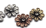 Bring a message of positivity to your work with these inspirational 2‑hole focal beads. Featuring a daisy design with engraved words and a clear rhinestone accent, these metal slider beads are perfect for jewelry making. Use them as connectors for multi‑strand bracelets to keep your strands perfectly aligned. Pair with seed beads, leather cord, or gemstone beads for a rustic, artisan look in your handmade jewelry and crafts.