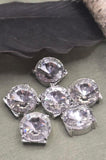 2 Hole Slider Beads (Qty 6) Clear Rhinestone Silver Metal Spacer Finding Crafting Beading Jewelry Making into Necklaces, Bracelets 856-N10