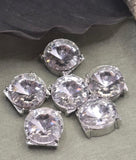 2 Hole Slider Beads (Qty 6) Clear Rhinestone Silver Metal Spacer Finding Crafting Beading Jewelry Making into Necklaces, Bracelets 856-N10
