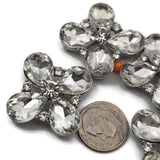 2 Hole Slider Beads Qty 4 Clear Rhinestone Flower Cross Platinum Silver Focal Spacer Jewelry Making Beading Bracelets Necklaces 862 N7