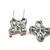 2 Hole Slider Beads Qty 4 Clear Rhinestone Flower Cross Platinum Silver Focal Spacer Jewelry Making Beading Bracelets Necklaces 862 N7