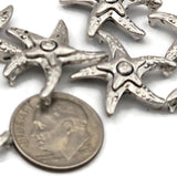 These rare antique silver starfish 2 hole slider beads deliver coastal charm and handcrafted character in every jewelry design. Hard to find textured metal focal beads perfect for beach inspired necklaces, nautical bracelets, and bead weaving anchor points. Pair with turquoise chips, freshwater pearls, seed beads, coral, and Czech glass as supporting components.