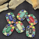 These vibrant western style two hole slider beads are perfect for creating bold handmade jewelry. The colorful enamel accents and raised center design give them a beautiful southwestern and boho feel. The two hole construction makes them ideal for double strand bracelets and necklaces. A great bead choice for cowgirl jewelry, western themed accessories, colorful bracelets, and artisan jewelry designs.