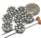 Rhinestone and faux pearl 2 hole slider beads