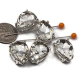 Sparkling rhinestone teardrop 2 hole slider beads in platinum silver prong setting. Perfect for bridal jewelry, bead weaving, peyote stitch, and wire wrapping projects. These unique cut glass crystal spacer beads pair beautifully with Duo, SuperDuo, and CzechMates components.