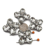 2 Hole Slider Beads Qty 4 Clear Rhinestone Flower Cross Platinum Silver Focal Spacer Jewelry Making Beading Bracelets Necklaces 862 N7