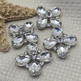 2 Hole Slider Beads Qty 4 Clear Rhinestone Flower Cross Platinum Silver Focal Spacer Jewelry Making Beading Bracelets Necklaces 862 N7