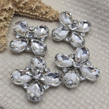 2 Hole Slider Beads Qty 4 Clear Rhinestone Flower Cross Platinum Silver Focal Spacer Jewelry Making Beading Bracelets Necklaces 862 N7