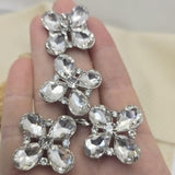 2 Hole Slider Beads Qty 4 Clear Rhinestone Flower Cross Platinum Silver Focal Spacer Jewelry Making Beading Bracelets Necklaces 862 N7