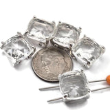 These brilliant clear square rhinestone 2 hole spacer beads feature lightweight resin stones in platinum silver open prong setting. Hard to find focal beads delivering maximum sparkle without glass weight. Perfect for earrings, statement bracelets, and bead embroidery. Pair with Czech glass, hematite, freshwater pearls, and seed beads as supporting components around them.