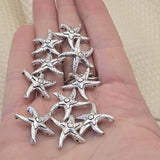 These rare antique silver starfish 2 hole spacer beads are hard to find coastal focal beads packed with texture and character. Perfect for beach jewelry, nautical bracelets, and boho necklace designs. Use as single pendant centerpiece or repeating focal point alongside turquoise chips, seed beads, coral, freshwater pearls, and Czech glass supporting components.
