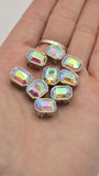 2 Hole Slider Beads Qty 9 Clear Rhinestone Oval Silver Bezel Faceted Spacer Jewelry Making Beading Bracelets Necklaces Crafting 868-H8