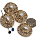 2 Hole Slider Beads (4 pc) Gold Metal Focal Beading, Crafting, Jewelry Necklaces, Bracelets in Gold -Ornate Detailing Spacer 867 M14