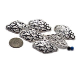 2 Hole Slider Beads (Qty 6) Ornate Filigree Silver Focal Jewelry Making, Crafting, Beading into Necklaces or Bracelets 784-N10