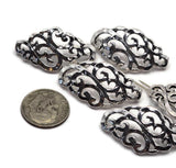 2 Hole Slider Beads (Qty 6) Ornate Filigree Silver Focal Jewelry Making, Crafting, Beading into Necklaces or Bracelets 784-N10