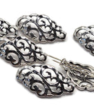 2 Hole Slider Beads (Qty 6) Ornate Filigree Silver Focal Jewelry Making, Crafting, Beading into Necklaces or Bracelets 784-N10