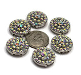 2 Hole Slider Beads Qty 6 Clear AB Rhinestone Round Silver Focal Findings Spacer Jewelry Making Beading Bracelets Necklaces Crafting 871 N4