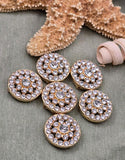 2 Hole Slider Beads Qty 6 Clear Rhinestone Round Gold Focal Spacer Findings Spacer Jewelry Making Beading Bracelets Necklaces Crafting 870N4