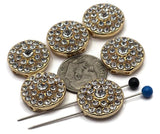 2 Hole Slider Beads Qty 6 Clear Rhinestone Round Gold Focal Spacer Findings Spacer Jewelry Making Beading Bracelets Necklaces Crafting 870N4