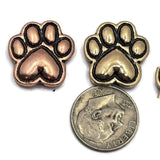 2 hole sliders beads qty 5 Focal Mixed Metal Gold, Silver and Copper Paw Print Dog Jewelry Making Beading Necklace Bracelets M14-874