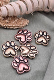 2 hole sliders beads qty 5 Focal Mixed Metal Gold, Silver and Copper Paw Print Dog Jewelry Making Beading Necklace Bracelets M14-874