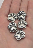2 hole sliders beads (Qty 5) Focal Silver Paw Print Dog Jewelry Making Crafting Beading Necklace Bracelets M14-873
