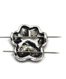 2 hole sliders beads (Qty 5) Focal Silver Paw Print Dog Jewelry Making Crafting Beading Necklace Bracelets M14-873