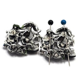 2 Hole Slider Beads -Qty 5 Silver Floral Flower Jet Black Metal Findings for Jewelry Making Crafting Necklaces or Bracelets 881-n3