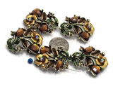 2 Hole Slider Beads -Qty 5 Antique Gold Floral Flower Topaz Brown Metal Findings for Jewelry Making Crafting Necklaces or Bracelets 880-N4