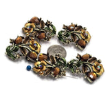 2 Hole Slider Beads -Qty 5 Antique Gold Floral Flower Topaz Brown Metal Findings for Jewelry Making Crafting Necklaces or Bracelets 880-N4