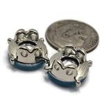 2 Hole Slider Beads (Qty 7) Aquamarine Rhinestone Round Silver Metal Spacer Jewelry Making Beading Bracelets Necklaces Crafting 828 H8