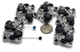 2 Hole Slider Beads -Qty 5 Antique Silver Floral Flower Black Gray Metal Findings for Jewelry Making Crafting Necklaces or Bracelets 882-N4