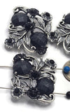 2 Hole Slider Beads -Qty 5 Antique Silver Floral Flower Black Gray Metal Findings for Jewelry Making Crafting Necklaces or Bracelets 882-N4