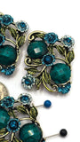 2 Hole Slider Beads -Qty 5 Antique Gold Floral Flower Aqua Blue Metal Findings for Jewelry Making Crafting Necklaces or Bracelets 878-M18