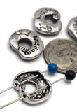 2 Hole Slider Beads (5 pcs) Silver Metal Moon Focal for Beading or Crafting, Jewelry Making, Beading into Necklaces, Bracelets 883 -M14