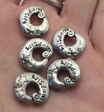2 Hole Slider Beads (5 pcs) Silver Metal Moon Focal for Beading or Crafting, Jewelry Making, Beading into Necklaces, Bracelets 883 -M14