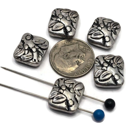 2 Hole Slider Beads (5 pc) Silver Metal Tree Vines for Jewelry Making Beading Necklaces or Bracelets or Crafting - 884-M5