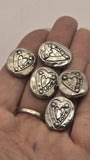 2 Hole Slide Beads (5 pcs) Heart Silver Metal Focal Crafting Beading Jewelry Making DIY Bracelet or Necklace 513-M18
