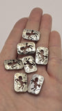 2 Hole Slide Beads (7 pcs) Horse Western Silver Metal Focal Beading Jewelry Making DIY Bracelet or Necklace 833-M18