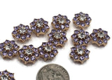 2 Hole Slider Beads (Qty 13) Floral Flower Gold for Crafting, Beading Jewelry Making into Necklaces, Bracelets Earrings Rhinestone 890-N4