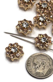 2 Hole Slider Beads (Qty 13) Floral Flower Gold for Crafting, Beading Jewelry Making into Necklaces, Bracelets Earrings Rhinestone 887-N4