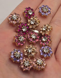 2 Hole Slider Beads (Qty 13) Floral Flower Gold for Crafting, Beading Jewelry Making into Necklaces, Bracelets Earrings Rhinestone 888-N4