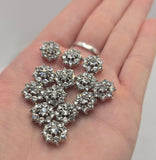 2 Hole Slider Beads (Qty 13) Floral Flower Silver for Crafting, Beading Jewelry Making into Necklaces, Bracelets Earrings Rhinestone 889-N4
