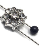 2 Hole Slider Beads (Qty 13) Floral Flower Silver for Crafting, Beading Jewelry Making into Necklaces, Bracelets Earrings Rhinestone 889-N4
