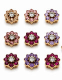 2 Hole Slider Beads (Qty 13) Floral Flower Gold for Crafting, Beading Jewelry Making into Necklaces, Bracelets Earrings Rhinestone 888-N4