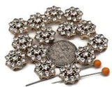 2 Hole Slider Beads (Qty 13) Floral Flower Gold for Crafting, Beading Jewelry Making into Necklaces, Bracelets Earrings Rhinestone 802-N5